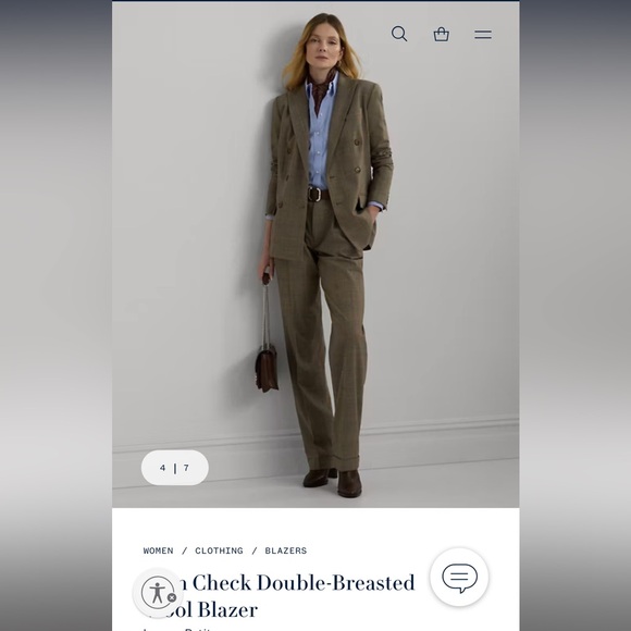 Ralph Lauren Glen Check Double-Breasted Wool Blazer - Picture 10 of 15